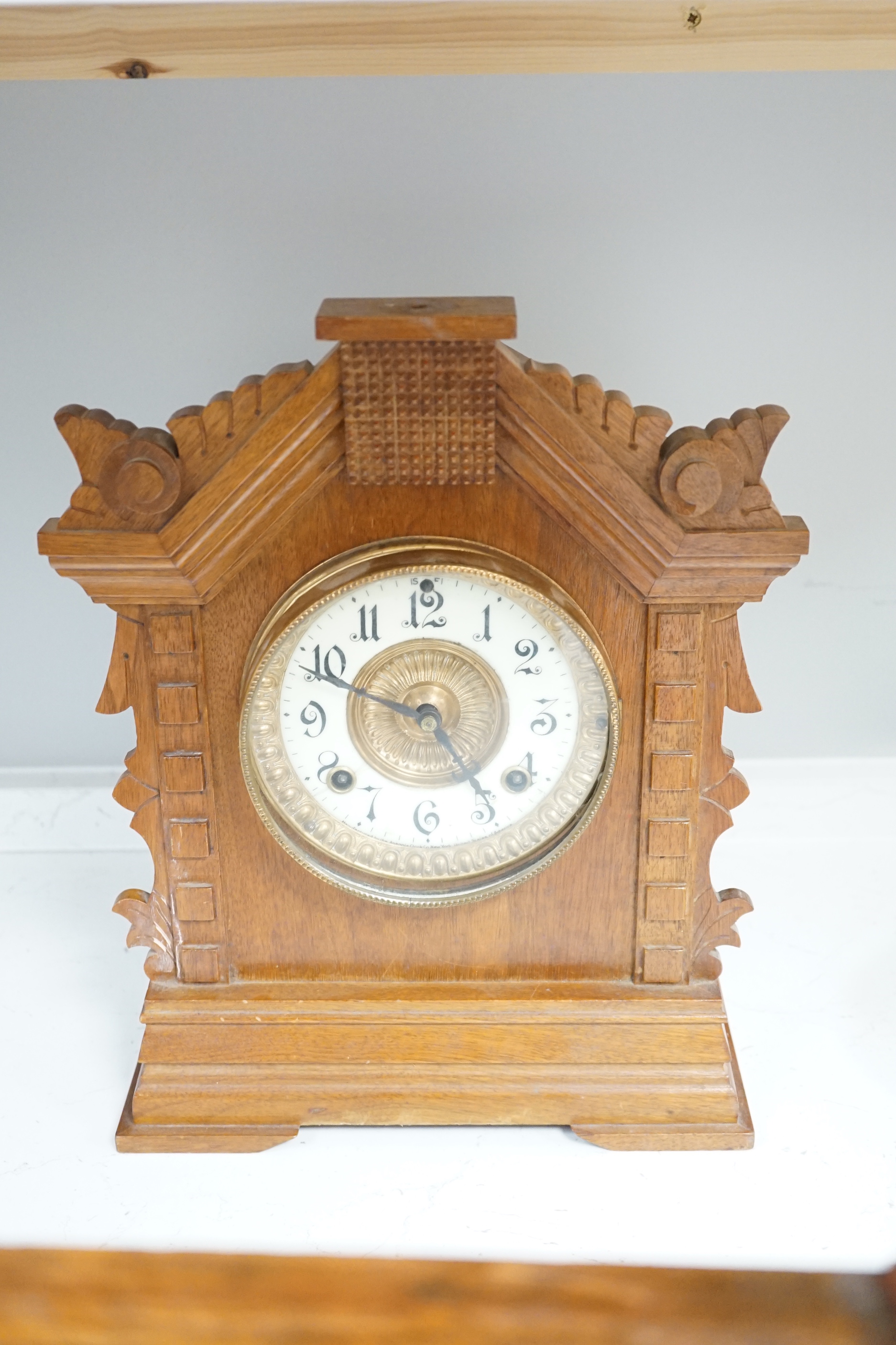 Three late 19th century mantel clocks, tallest 35cm